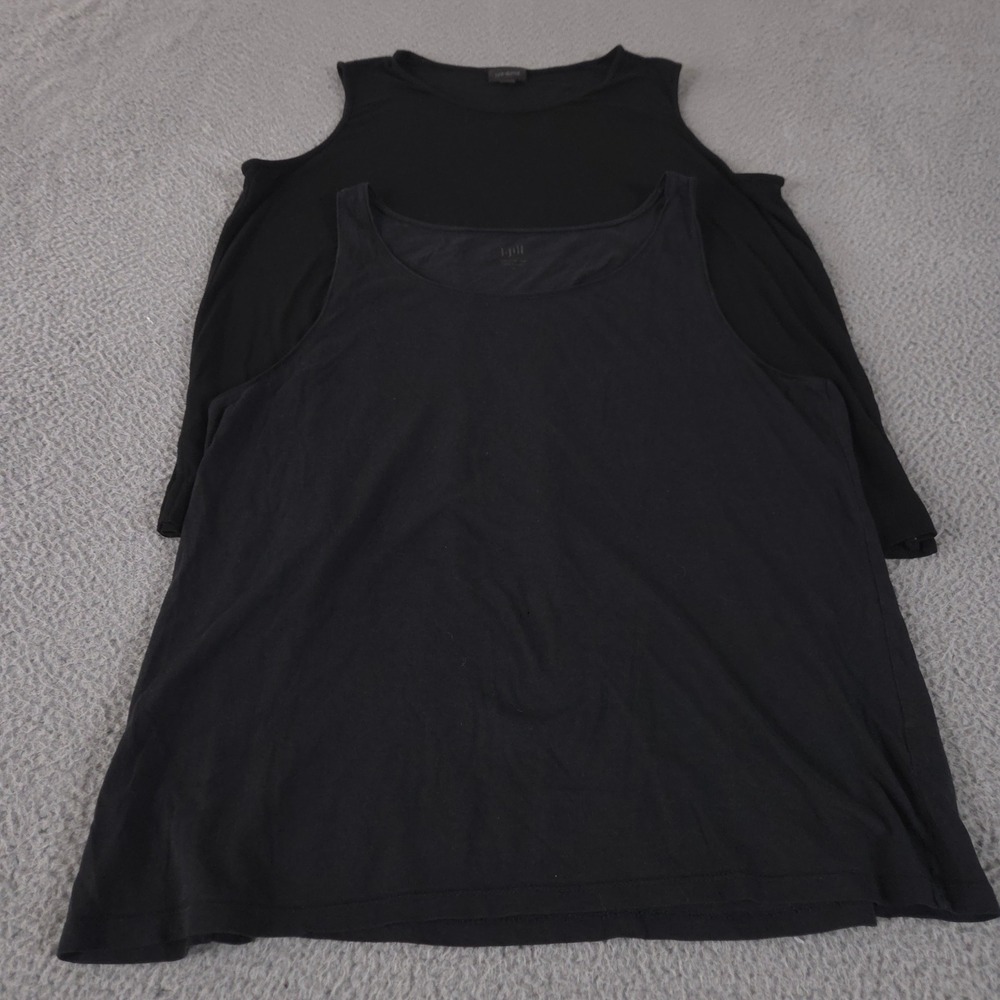 LOT OF 2 J.Jill Top Womens XL Black Wearever Easy A-Line Tank Pima Cotton Rayon